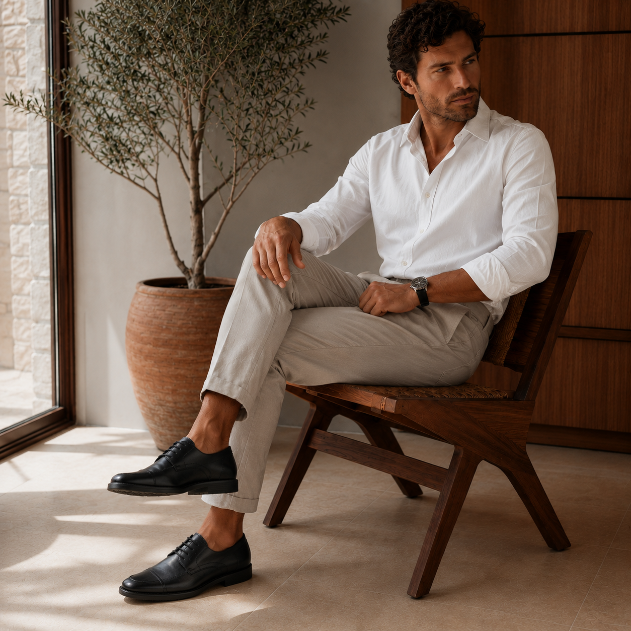 Sapato Oxford Cambridge em Couro Nobre Preto